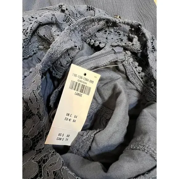 Abercrombie Lace and Chiffon Dress NWT Knee Length Dusty Blue Size Large - Picture 8 of 10